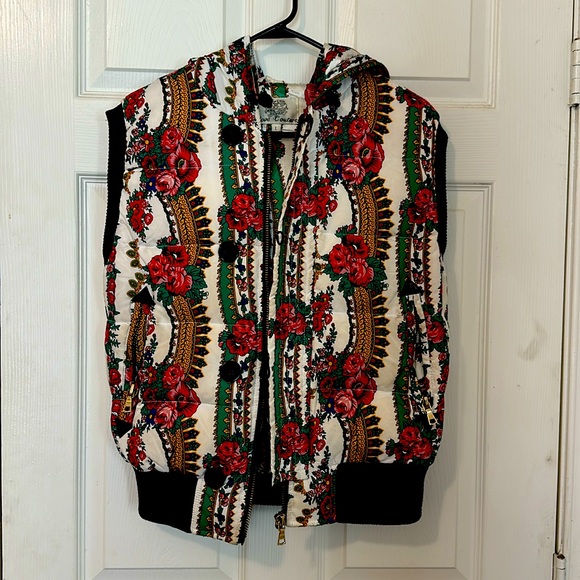 Love Couture Patterned Hoodie Puffer Vest - Picture 1 of 3